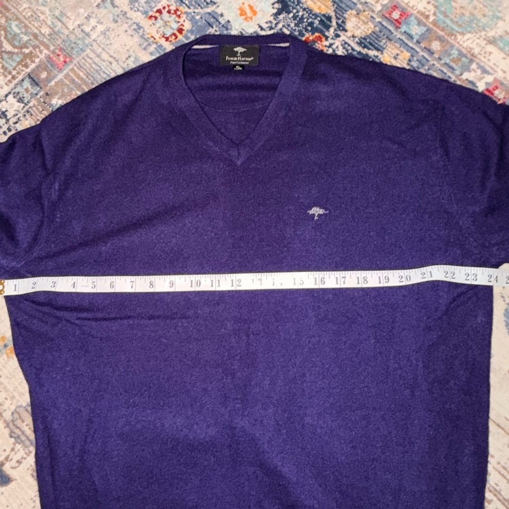 Men's Purple 100% Cashmere Sweater - Picture 3 of 6
